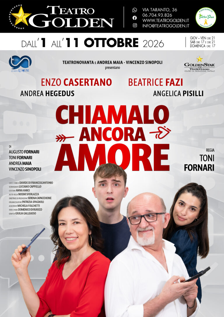 Torna ad aprirsi il Teatro Golden di Roma con “Chiamalo ancora amore”